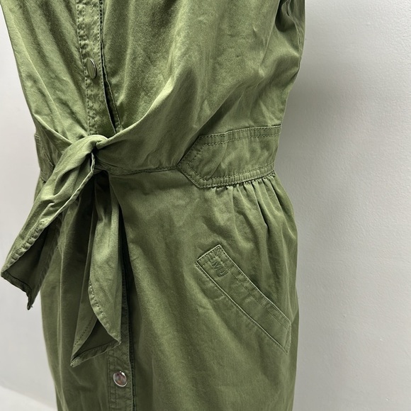 Marc Jacobs Shirt Dress Snap Down Collared Cotton Short Sleeve Army Green 12 - Picture 5 of 9